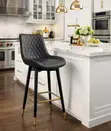 Leather Non-Adjustable Swivel Barstool - 1