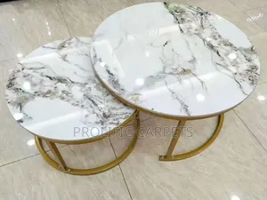 Set of 2 Marble-Effect Nesting Coffee Tables