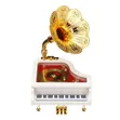 Vintage Retro Music Box Piano Phonograph with Gold Trumpet Horn - 2