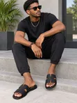 Men's Fendi Style Leather Sandals - 4