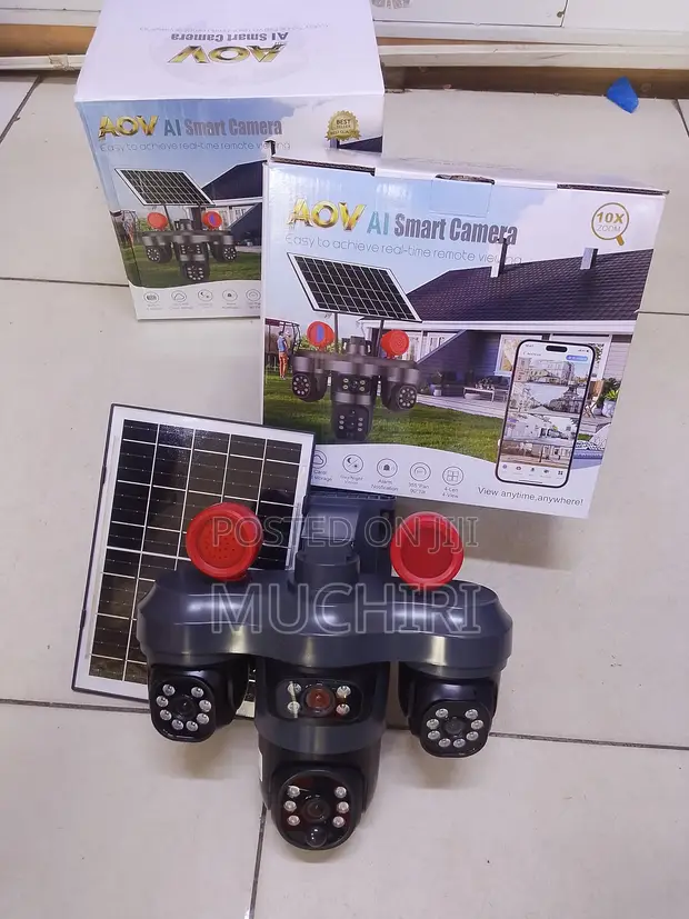 V380 AOV Triple Lens Smart Solar CCTV Camera with Mobile Monitoring - 1
