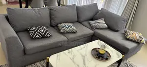 Used Grey Sofa with Throw Pillows