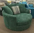 Luxury Oversized Round Cuddle Chair | Green Corduroy Swivel Sofa - 3