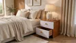 Julz 2-Drawer Bedside Table - Wood & White with Gold Knobs - 2