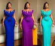 Ladies Off Shoulder Maxi Dress - Elegant Evening Gown - 1