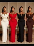 Ladies Off Shoulder Maxi Dress - Elegant Evening Gown - 2