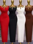 Ladies Off Shoulder Maxi Dress - Elegant Evening Gown - 3
