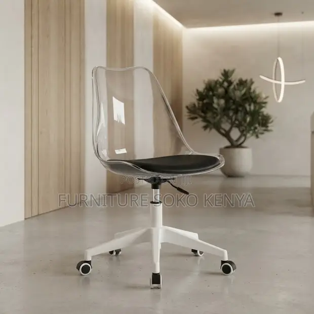 Ergonomic Adjustable Clear Dining Chair - 1