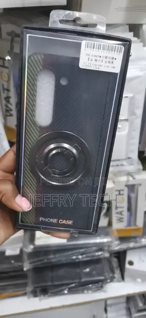 Kifaa cha Kesi cha Carbon Fiber chenye Sumaku kwa Samsung Galaxy Z Fold 5 chenye Stendi ya Pete