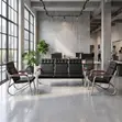 Sofa ya Kusubiri ya Kisasa ya Viti 5 - Ngozi Nyeusi - 1