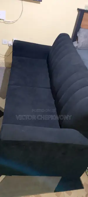 3 Seater Velvet Sofa - Black