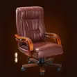 Brown Leather Swivel Bliss Desk Chair - 3