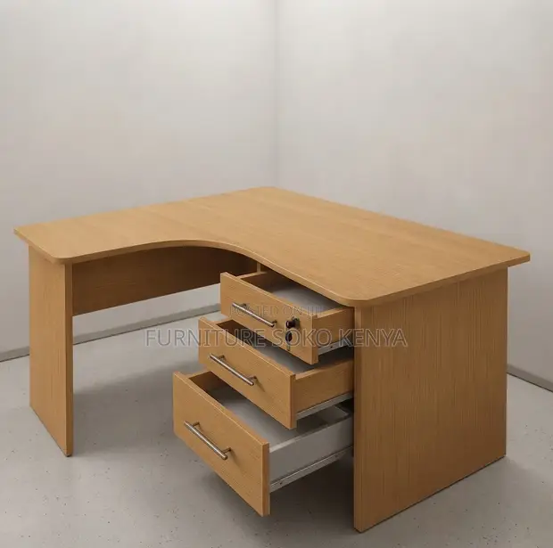1200mm Curved Office Study Desk - Brown - 1