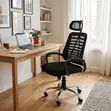 Swivel Adjustable Study Chair with Headrest - Black - 5