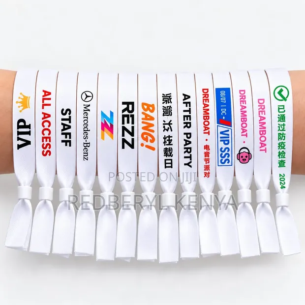 White Fabric Event Wristbands - 1
