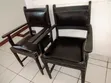 Vintage Black Leather Armchairs - Pair - 1