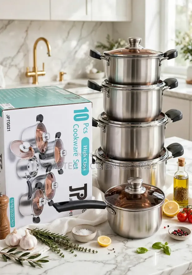 Set ya Vipande 10 vya JP Stainless Cookware - 1