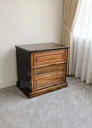 Handcrafted Wooden Nightstand with 2 Drawers