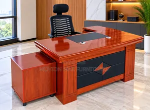 Executive Mahogany Office Desk with Side Cabinet