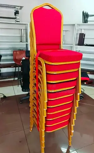 Ergonomic Upholstered Banquet Chairs (Red/Gold)