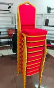 Ergonomic Upholstered Banquet Chairs (Red/Gold) - 1