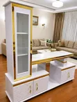 Modern Executive TV Stand with Marble Coating and Shelf - 1