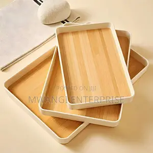3PC Ceramic Serving & Storage Trays - Mti wa Mbao