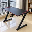 Black Gaming Desk with Red LED Lights - 1
