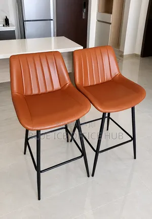 Brown Kitchen Stool with Black Metal Frame