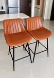 Brown Kitchen Stool with Black Metal Frame - 3