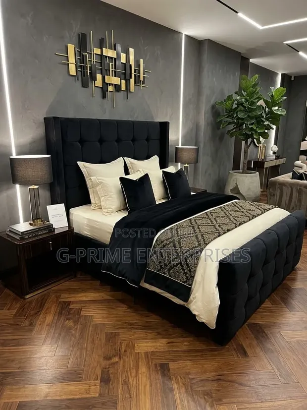 Black Modern Queen Bed Frame - 1