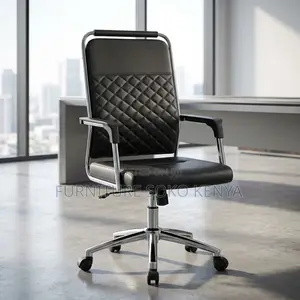 Executive Swivel Office Chair - Black Quilted Faux Leather