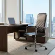 Executive Swivel Office Chair - Black Quilted Faux Leather - 2