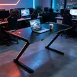 Z-Shaped Gaming Desk with LED Lights - Carbon Fiber Style - 5