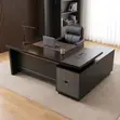 1.8M Modern L-Shaped Executive Office Desk in Ebony Wood - 1