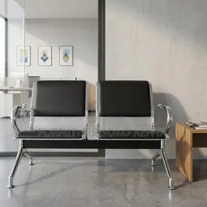 2-Seater Padded Office Bench - Black