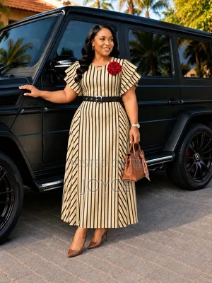 Stripped Long Dress with Belt