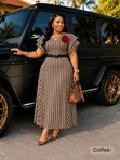 Stripped Long Dress with Belt - 4