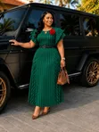 Stripped Long Dress with Belt - 5