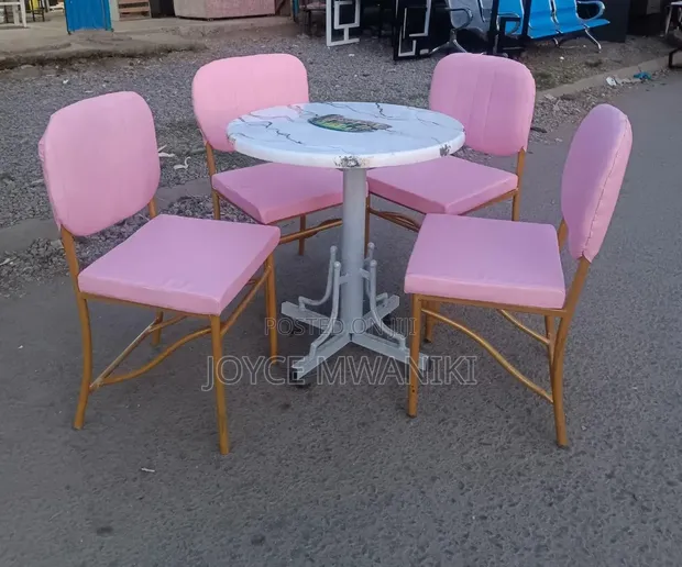Restaurant Set - Pink Chairs with Branded Marble Table - 1