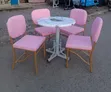 Restaurant Set - Pink Chairs with Branded Marble Table - 1