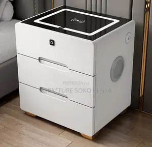 Modern Smart Bedside Table with 3 Drawers - Black