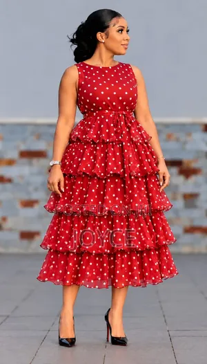 Chiffon Dotted Layered Dress