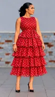 Chiffon Dotted Layered Dress - 1