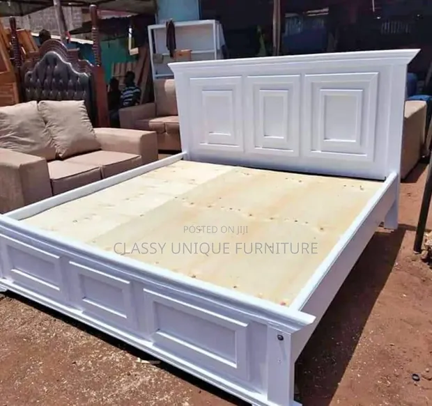 5x6 White Solid Wood Bed Frame - 1
