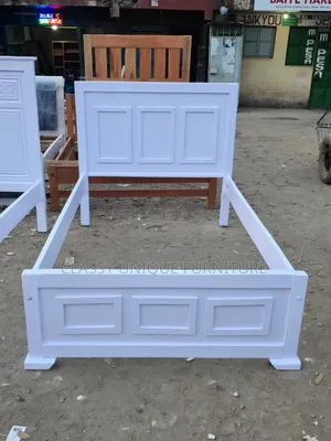 White Panel Bed - Solid Wood, Single Size