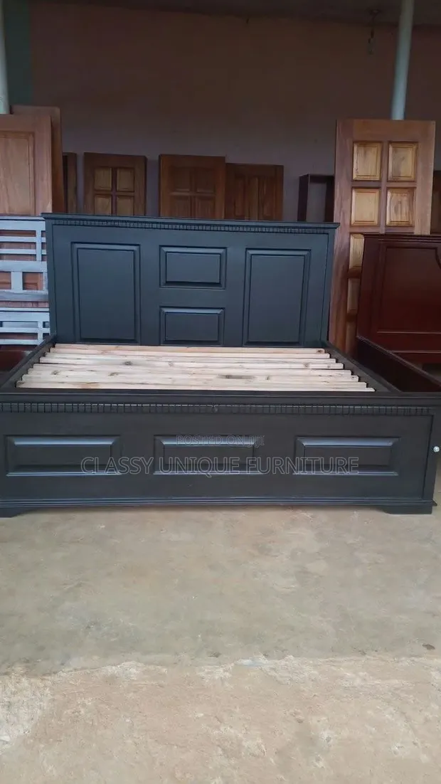 Brand New 5x6 Solid Wood Bed Frame - Black - 1