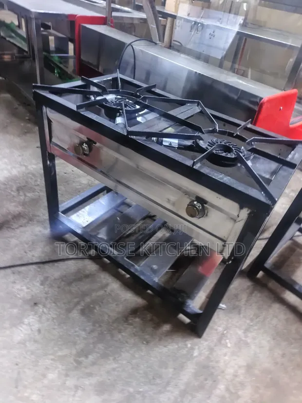Mild Steel Commercial 2 Gas Burner Cooker (90x60x80cm) - 1