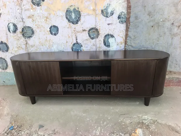 Ideal TV Stand ya Kisasa ya Mbao Nyeusi - 1