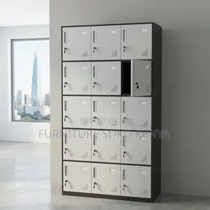 Metallic 15-Door Lockable Office Storage Unit